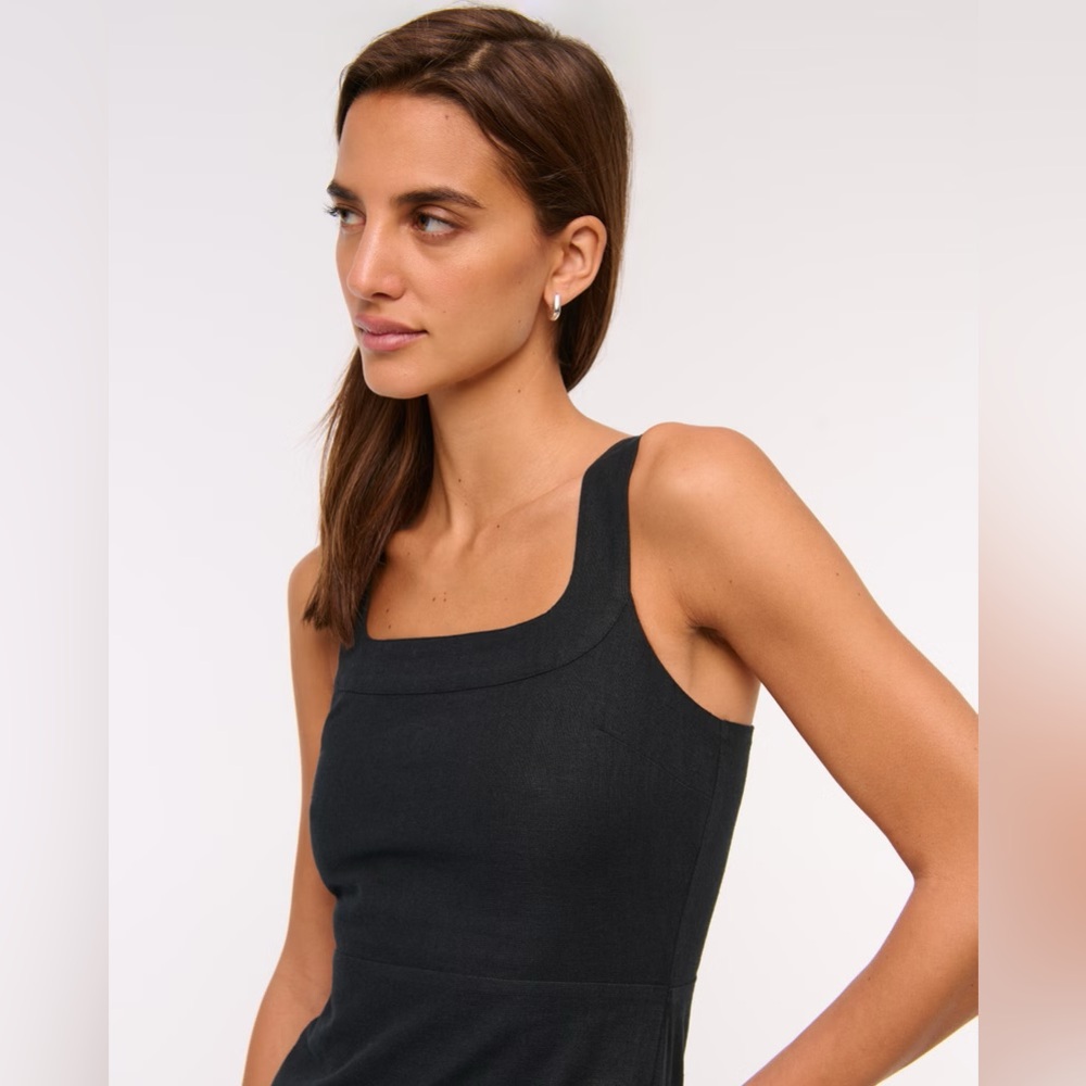 Abercrombie & Fitch Black Linen- Blend Mini Dress Sz-M - Picture 5 of 13